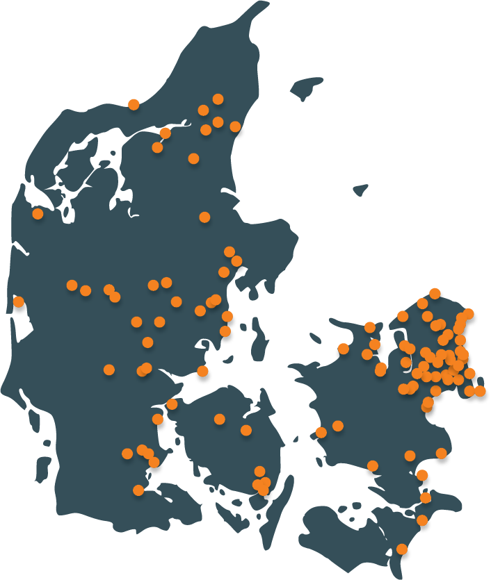 Map over the Ennogie projects in Denmark